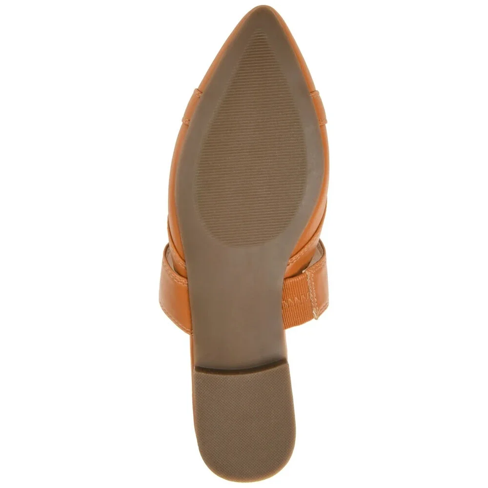 Journee Collection Stasi Flat Women's 8 Brown Leather Pointed Toe Mule GAL1632